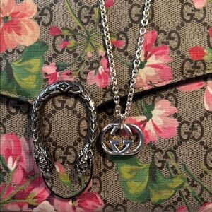 Gucci Silver Necklace with Double G Charm - Bag Sold Separately